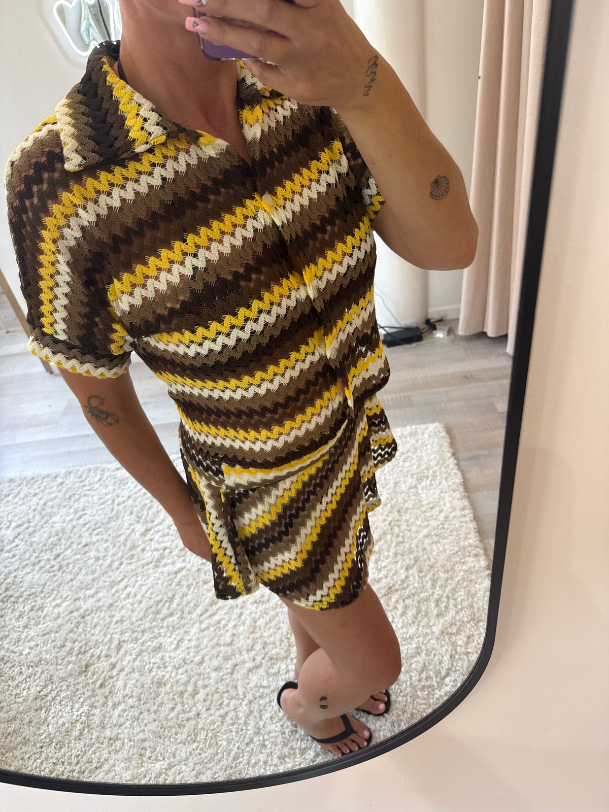 Ensemble tricot choco moutarde