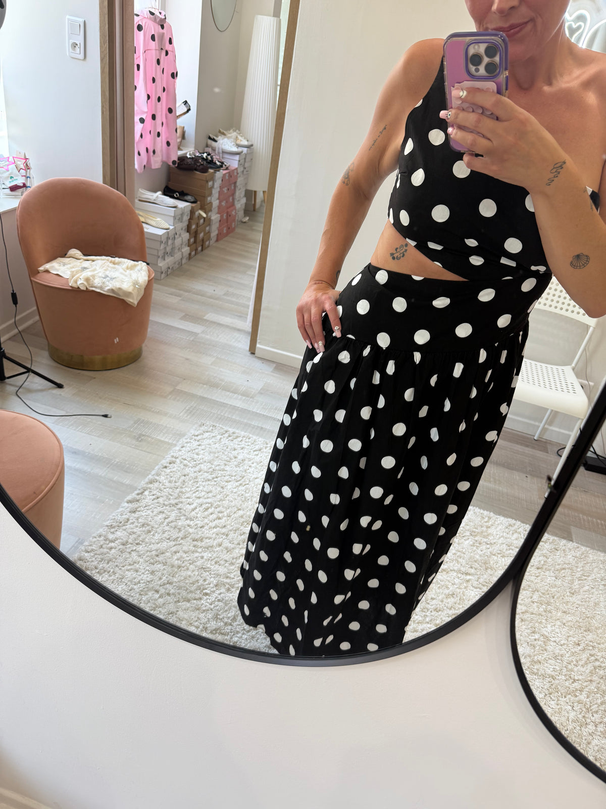 Robe asymétrique polka Dot