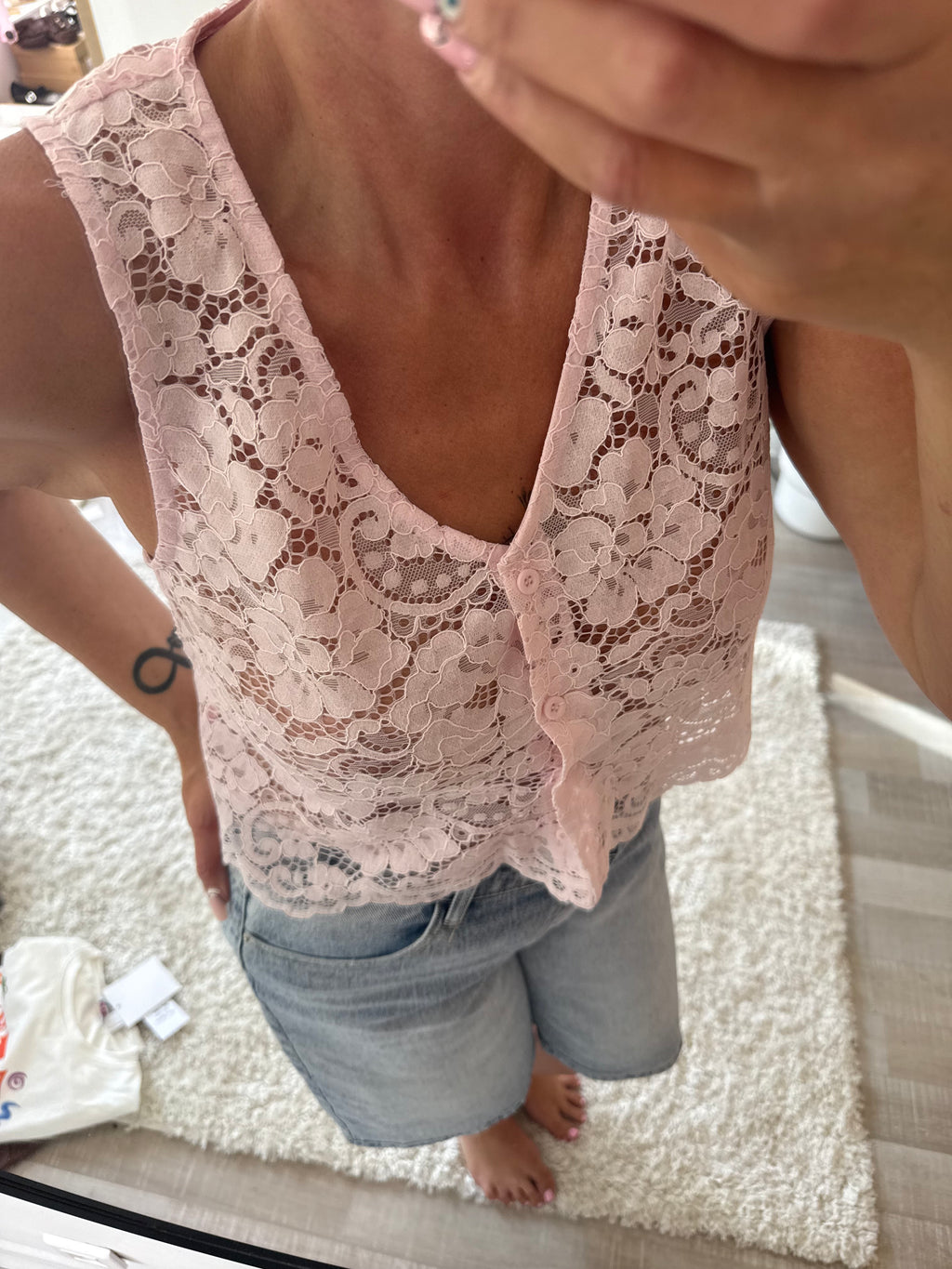 Haut dentelle Rose