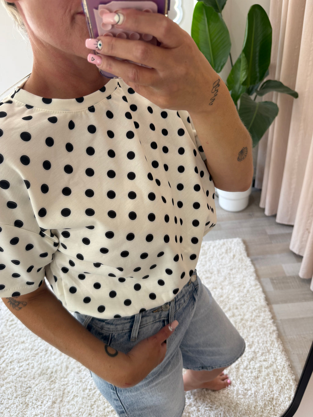 TEE shirt polka Dot blanc