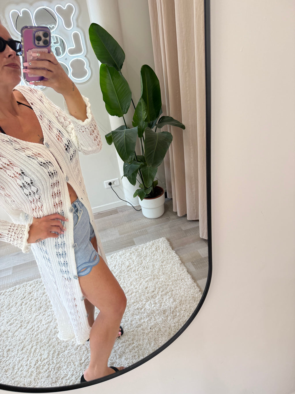 Gilet tricot blanc plage