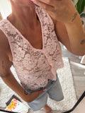 Haut dentelle Rose