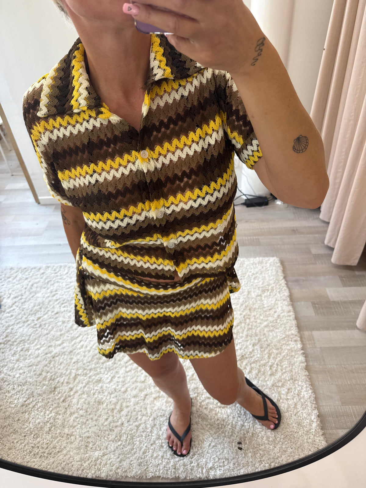 Ensemble tricot choco moutarde