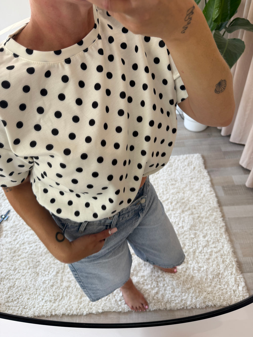 TEE shirt polka Dot blanc
