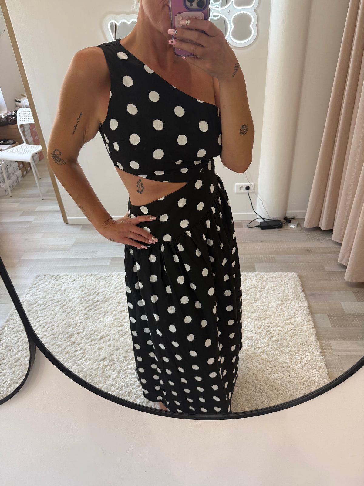 Robe asymétrique polka Dot