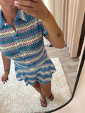 Ensemble tricot bleu turquoise