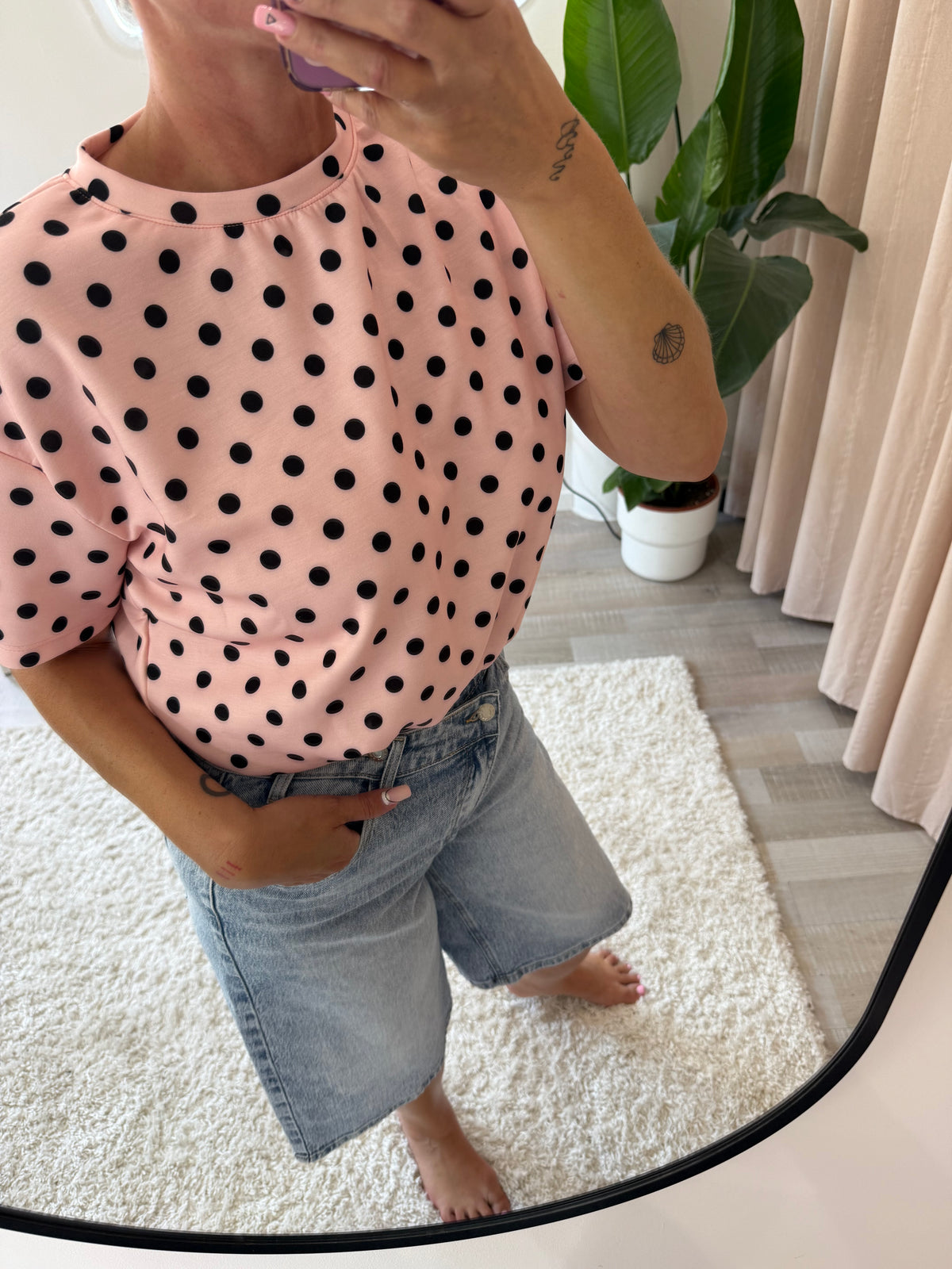 Tee shirt polka Dot rose